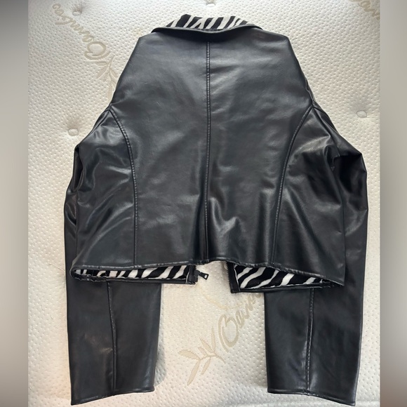 Dollhouse Black faux Leather Jacket with Zebra Lining - Picture 2 of 6